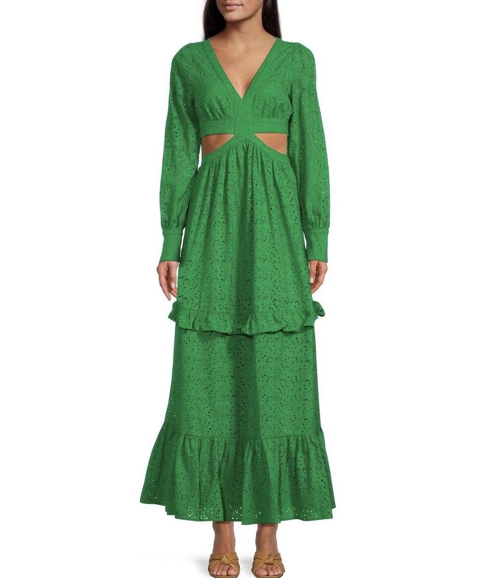 BTFL-Life Caroline Embroidered Eyelet Maxi Dress With Cutouts Size Small